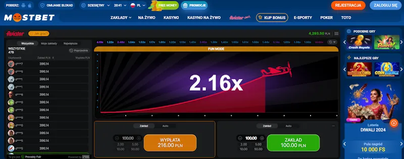 Jak grać w Aviator MostBet – formularz zakładu i przycisk cashout